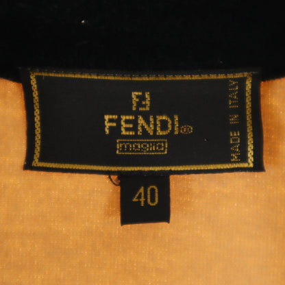 FENDI 90s Made in Italy Velour Half-Zip Polo Brown Size 40