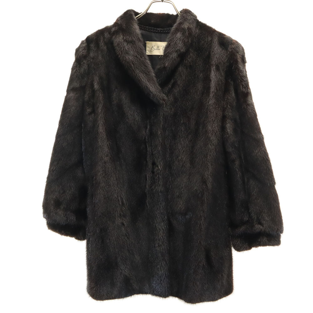SAGA MINK Mink Fur Coat Dark Brown Size JP 9