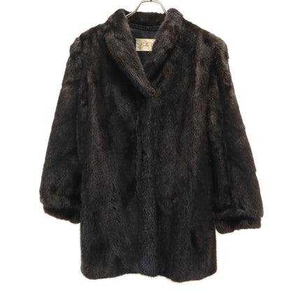SAGA MINK Mink Fur Coat Dark Brown Size JP 9