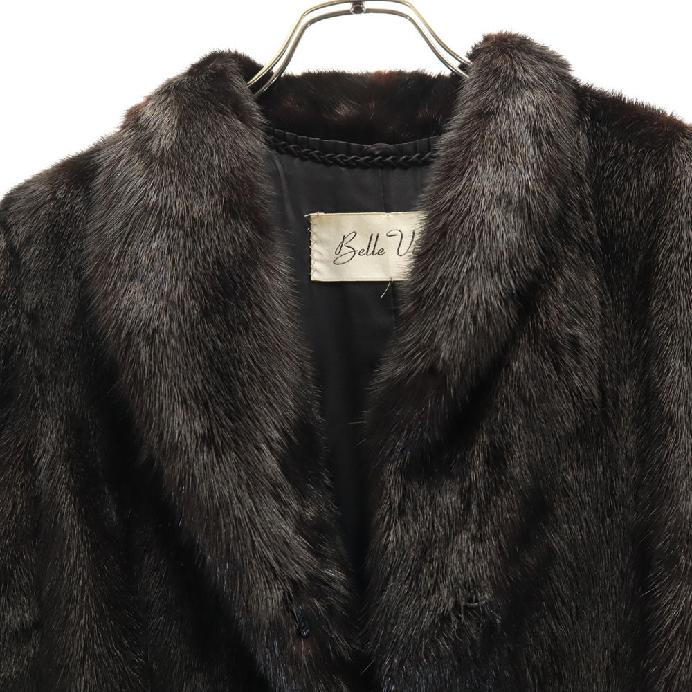 SAGA MINK Mink Fur Coat Dark Brown Size JP 9