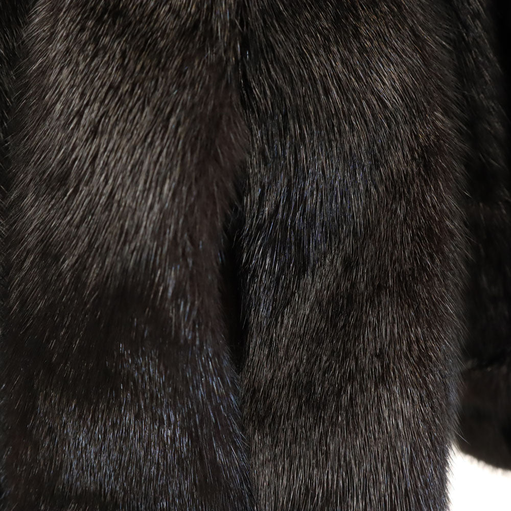 SAGA MINK Mink Fur Coat Dark Brown Size JP 9