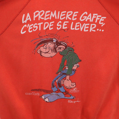 VINTAGE 80s Gaston Lagaffe Raglan Sweatshirt Red Size L