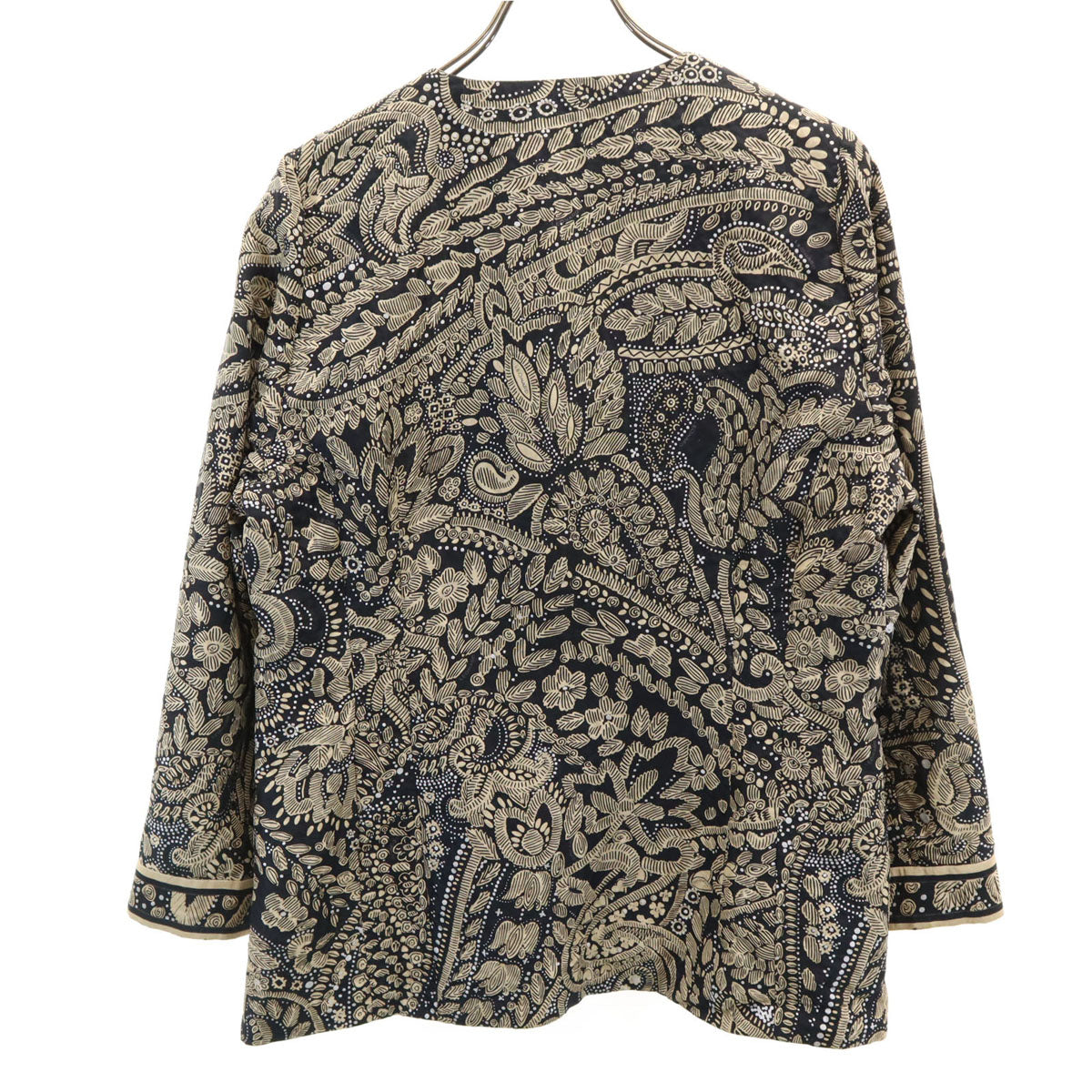 LEONARD Black All Over Pattern Collarless Jacket Size 13AR