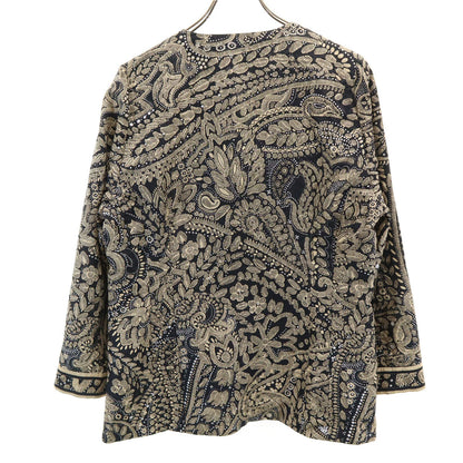 LEONARD Black All Over Pattern Collarless Jacket Size 13AR