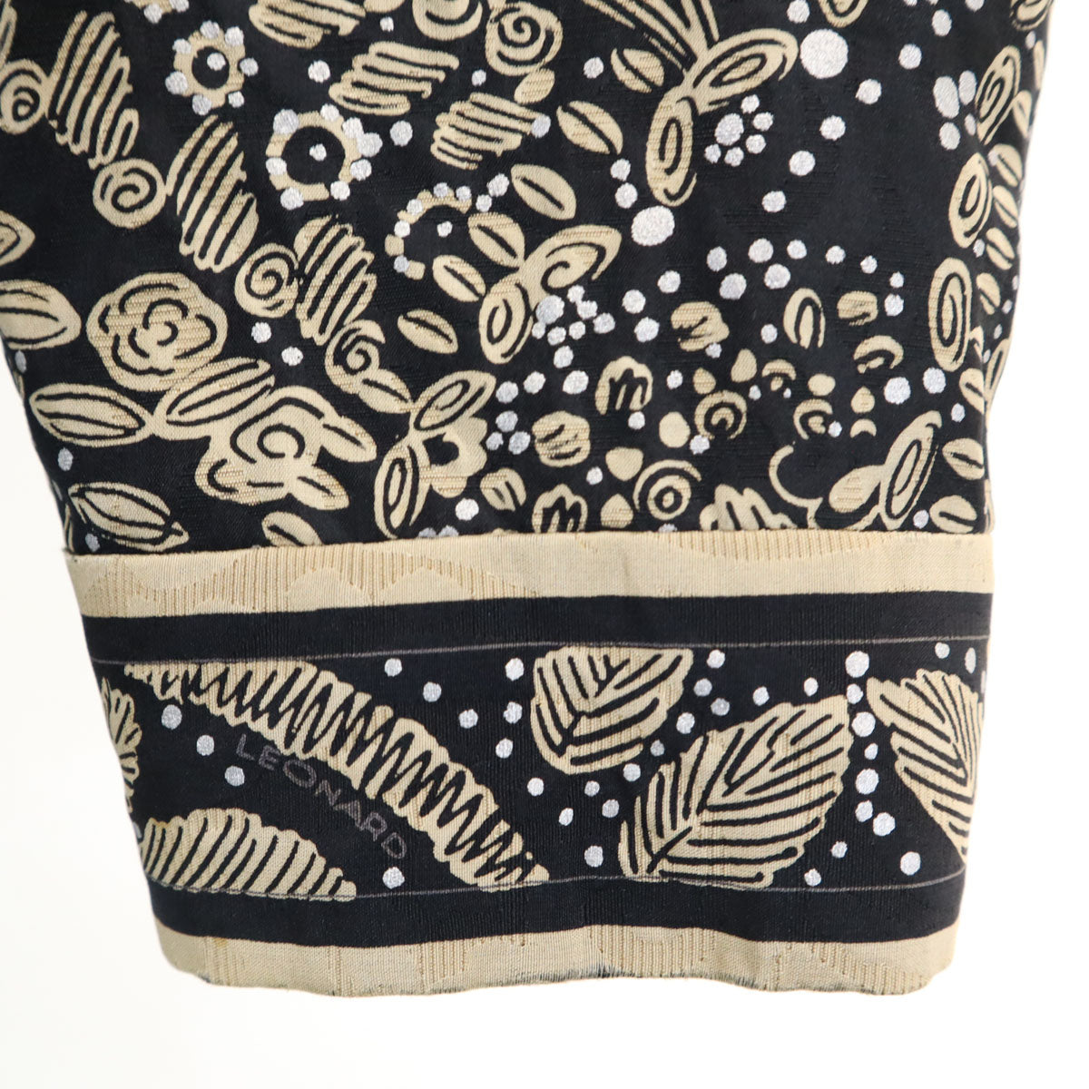 LEONARD Black All Over Pattern Collarless Jacket Size 13AR
