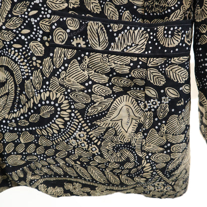 LEONARD Black All Over Pattern Collarless Jacket Size 13AR