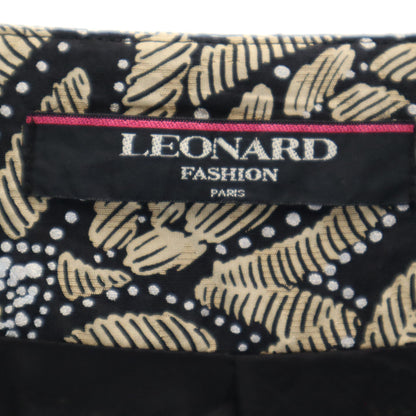 LEONARD Black All Over Pattern Collarless Jacket Size 13AR