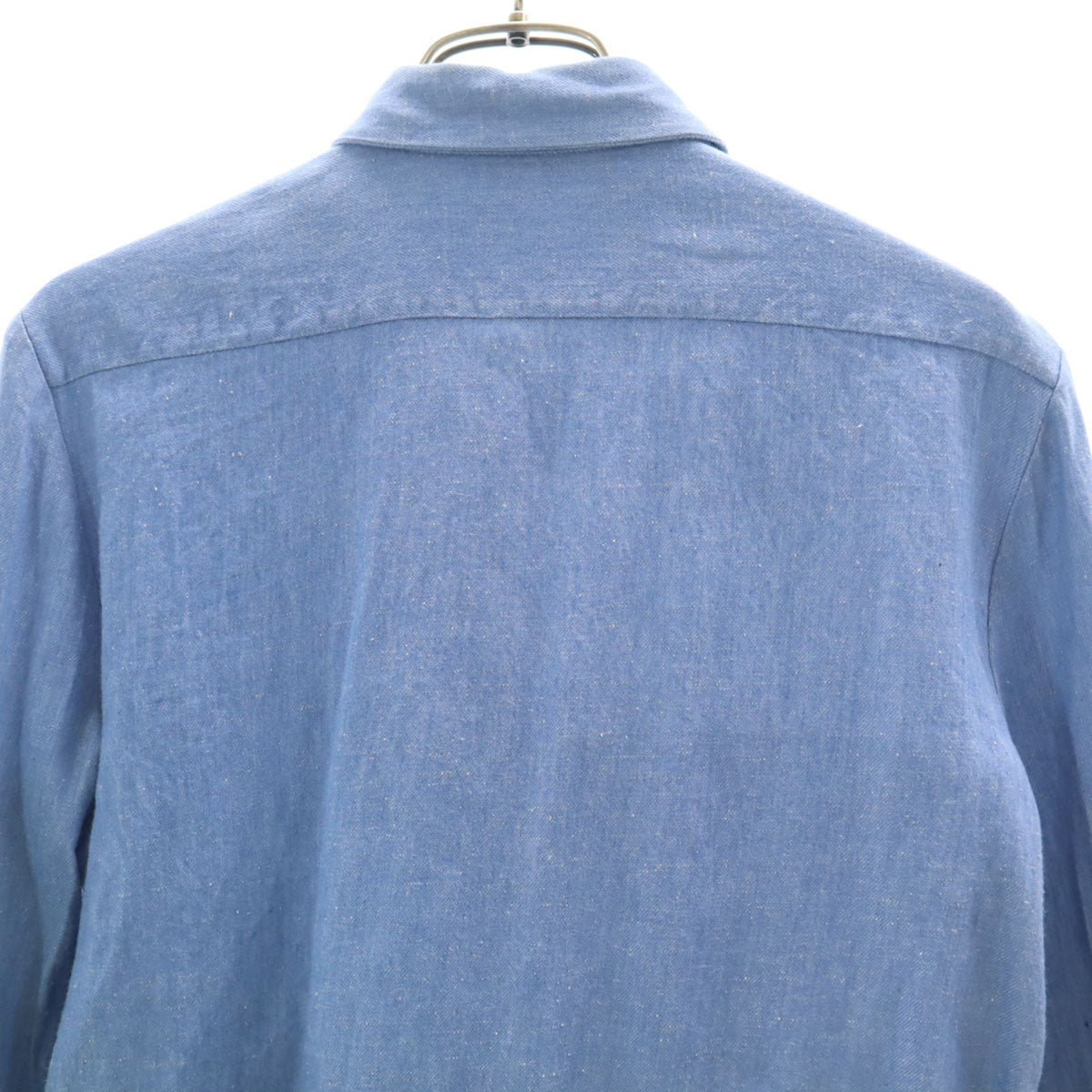 CELINE Long Sleeve Two-Tone Denim Light Blue Shirt Size 36