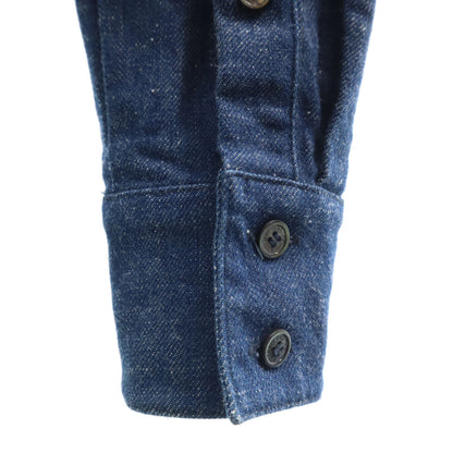 CELINE Long Sleeve Two-Tone Denim Light Blue Shirt Size 36
