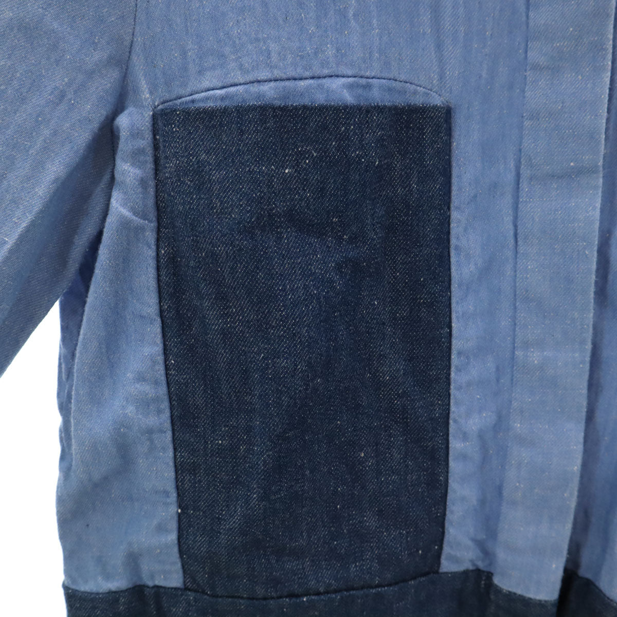 CELINE Long Sleeve Two-Tone Denim Light Blue Shirt Size 36