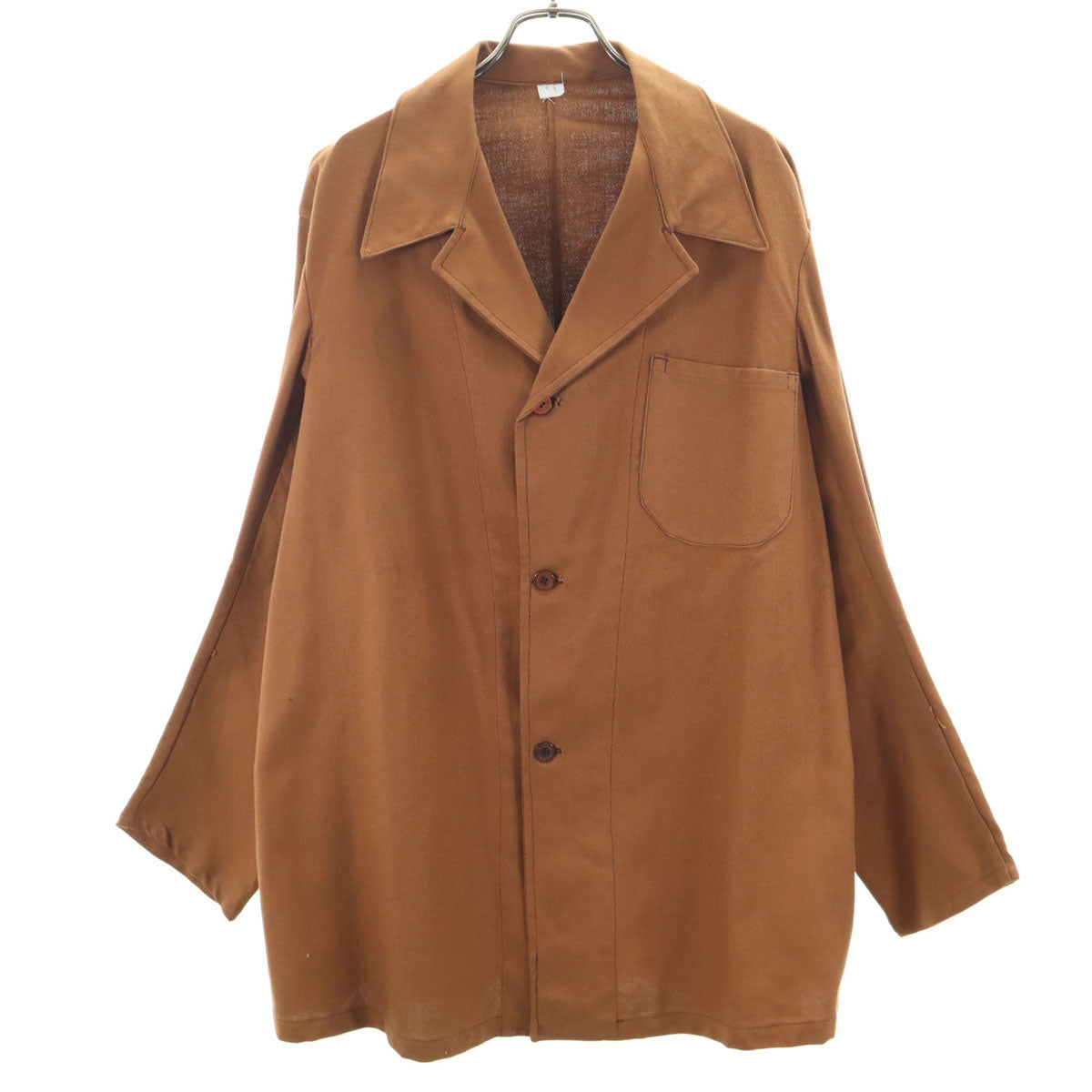 VINTAGE 70s Open Collar Work Jacket Brown