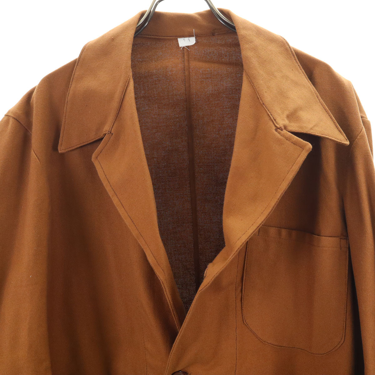 VINTAGE 70s Open Collar Work Jacket Brown