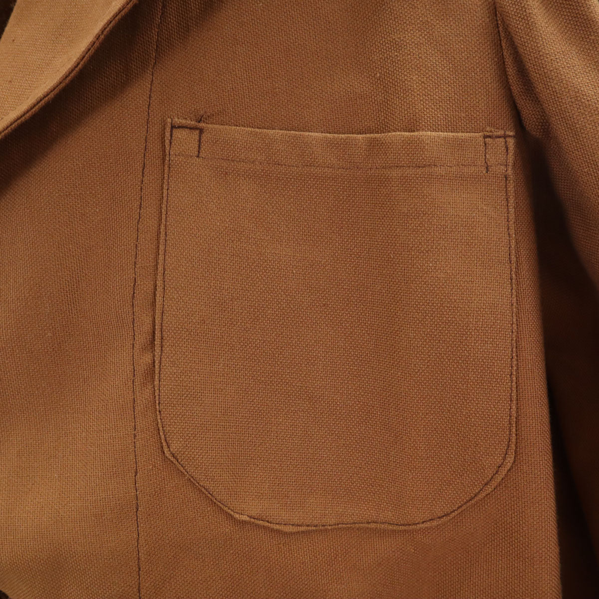 VINTAGE 70s Open Collar Work Jacket Brown