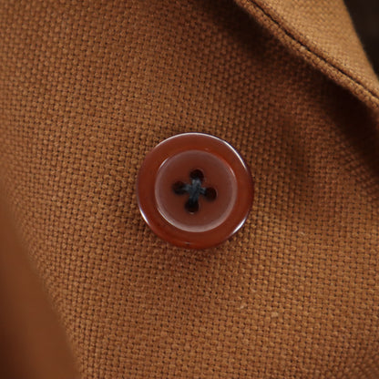 VINTAGE 70s Open Collar Work Jacket Brown