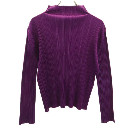PLEATS PLEASE Long Sleeve Pleated Top Purple Size JP 3