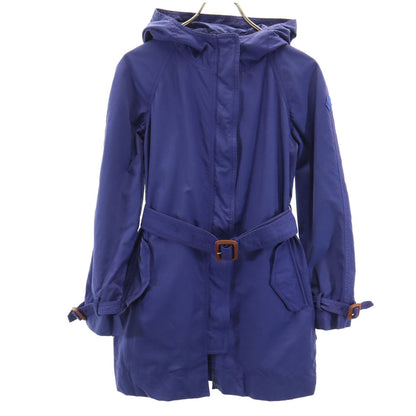 MONCLER Romanian Hooded Belted Coat Blue