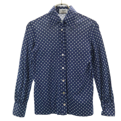 CELINE 90s Macadam 3/4 Sleeve Button-Up Shirt Navy Size 38