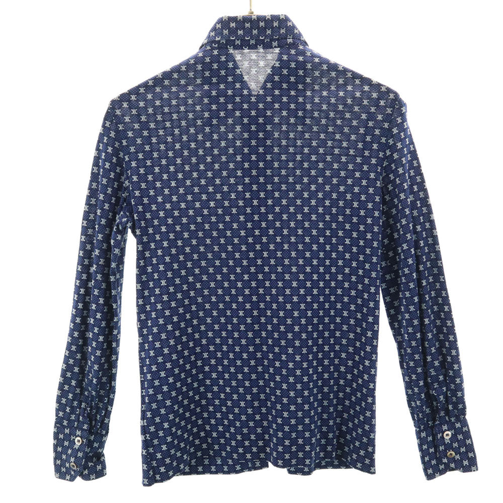 CELINE 90s Macadam 3/4 Sleeve Button-Up Shirt Navy Size 38