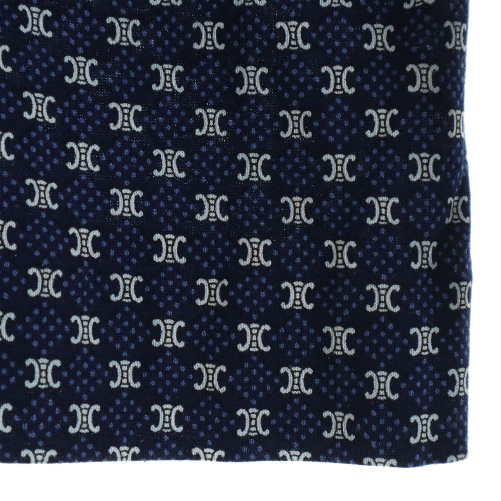 CELINE 90s Macadam 3/4 Sleeve Button-Up Shirt Navy Size 38