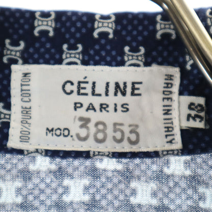 CELINE 90s Macadam 3/4 Sleeve Button-Up Shirt Navy Size 38