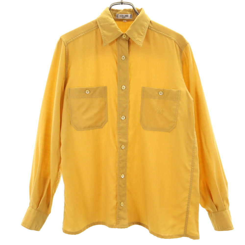 CELINE Swiss Long Sleeve Button Up Shirt Mustard Size 38