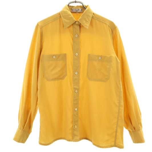 CELINE Swiss Long Sleeve Button Up Shirt Mustard Size 38
