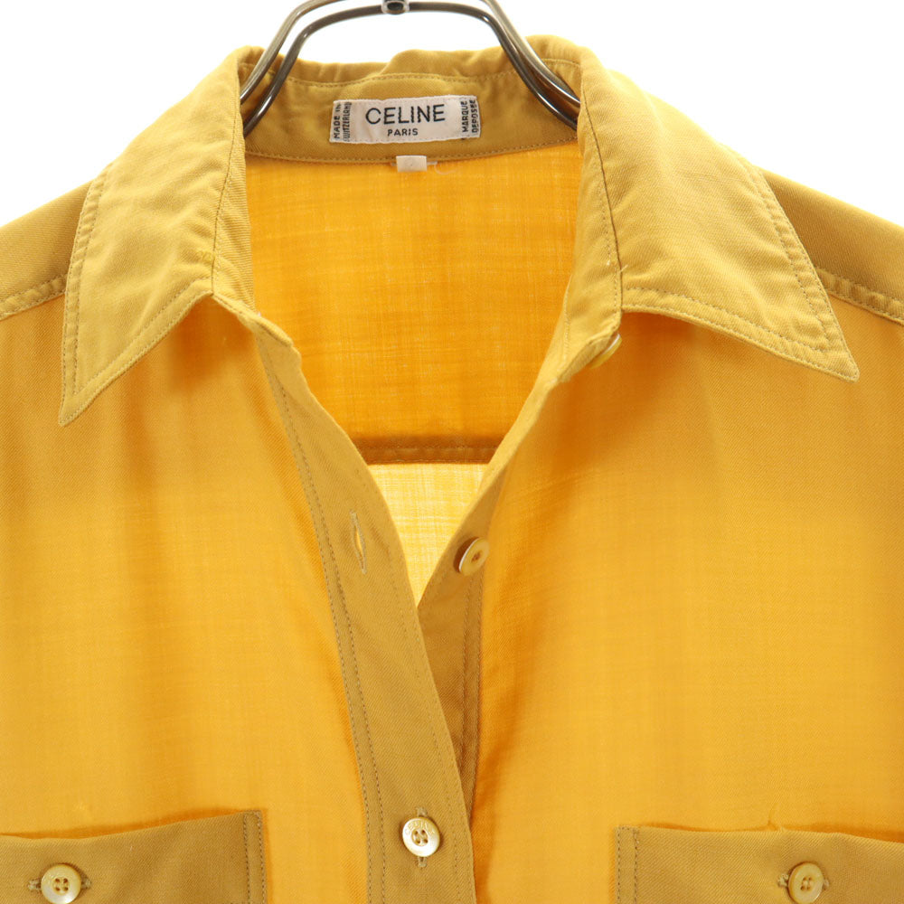CELINE Swiss Long Sleeve Button Up Shirt Mustard Size 38