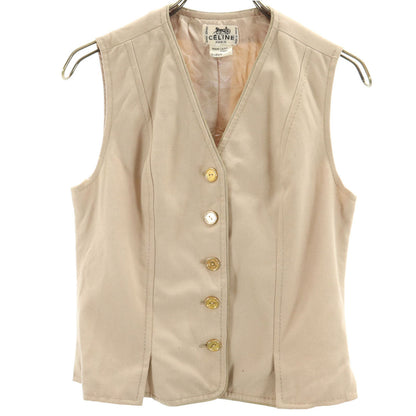 CELINE 80s French Gold Button Vest Beige