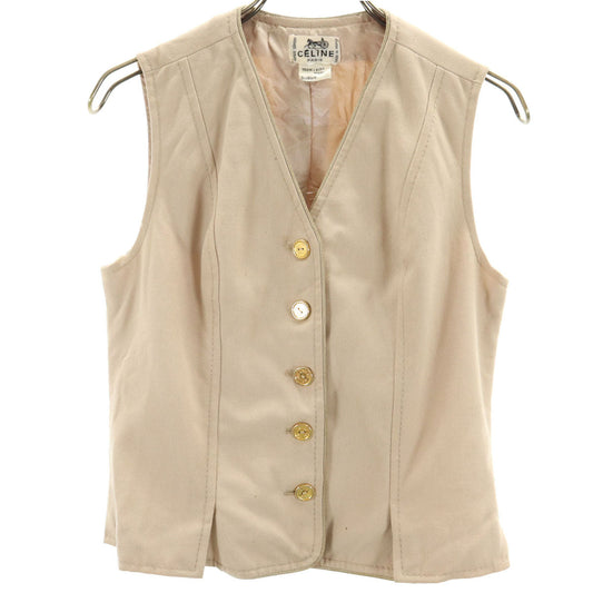 CELINE 80s French Gold Button Vest Beige