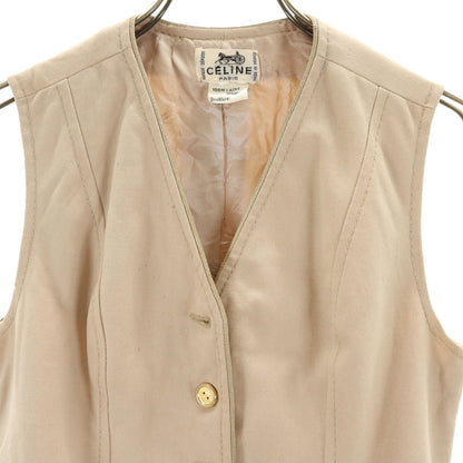 CELINE 80s French Gold Button Vest Beige