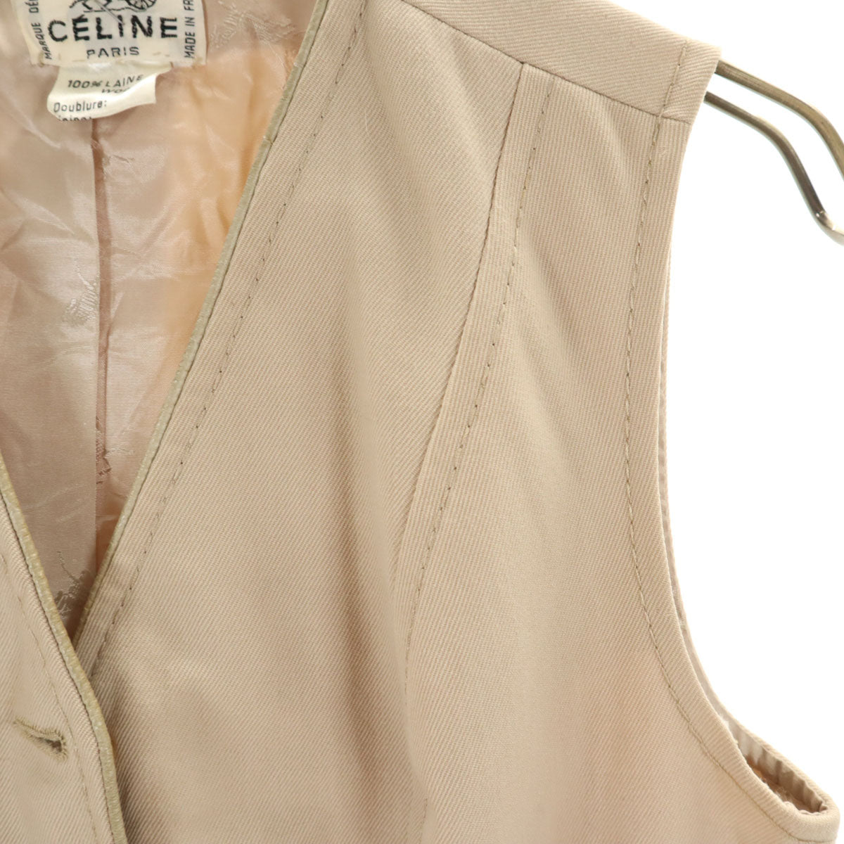CELINE 80s French Gold Button Vest Beige