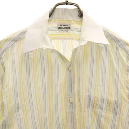 HERMES Vintage Striped Long Sleeve Shirt White