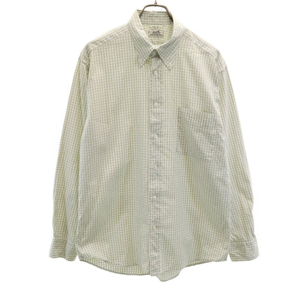 HERMES French Old Check Button-Down Shirt White Size 42