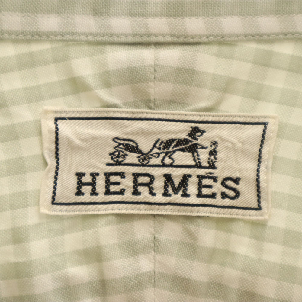 HERMES French Old Check Button-Down Shirt White Size 42