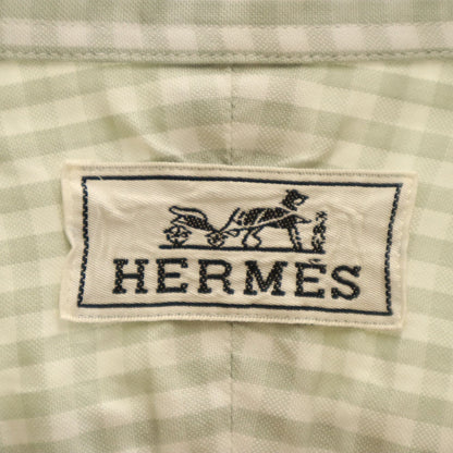 HERMES French Old Check Button-Down Shirt White Size 42