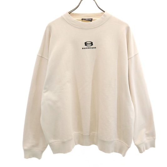 BALENCIAGA Portugal Distressed Sweatshirt Ivory Size M