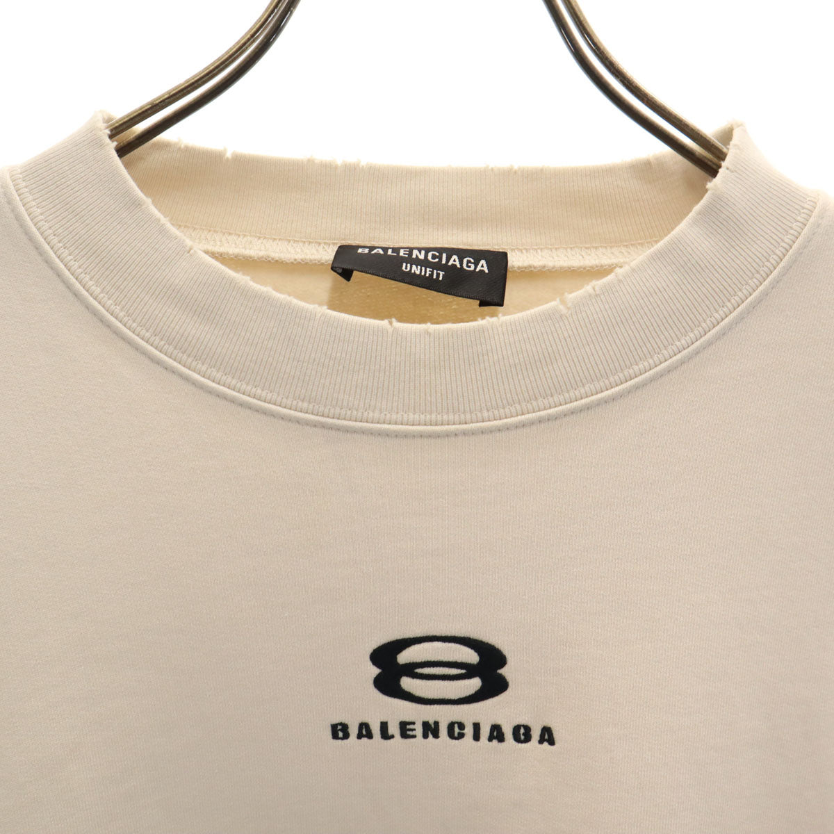 BALENCIAGA Portugal Distressed Sweatshirt Ivory Size M