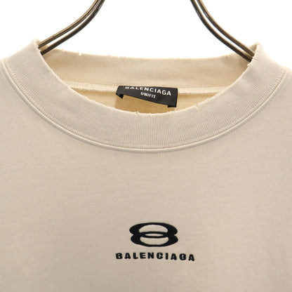 BALENCIAGA Portugal Distressed Sweatshirt Ivory Size M