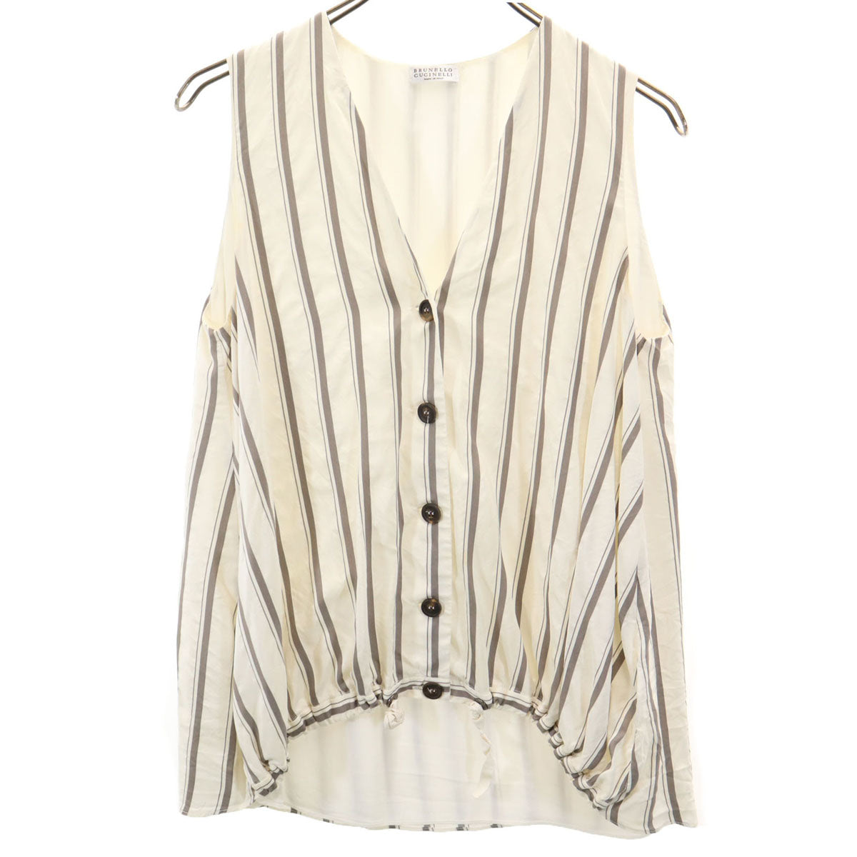 Brunello Cucinelli Italy-Made Stripe Vest Ivory Size M