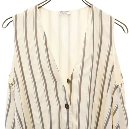Brunello Cucinelli Italy-Made Stripe Vest Ivory Size M