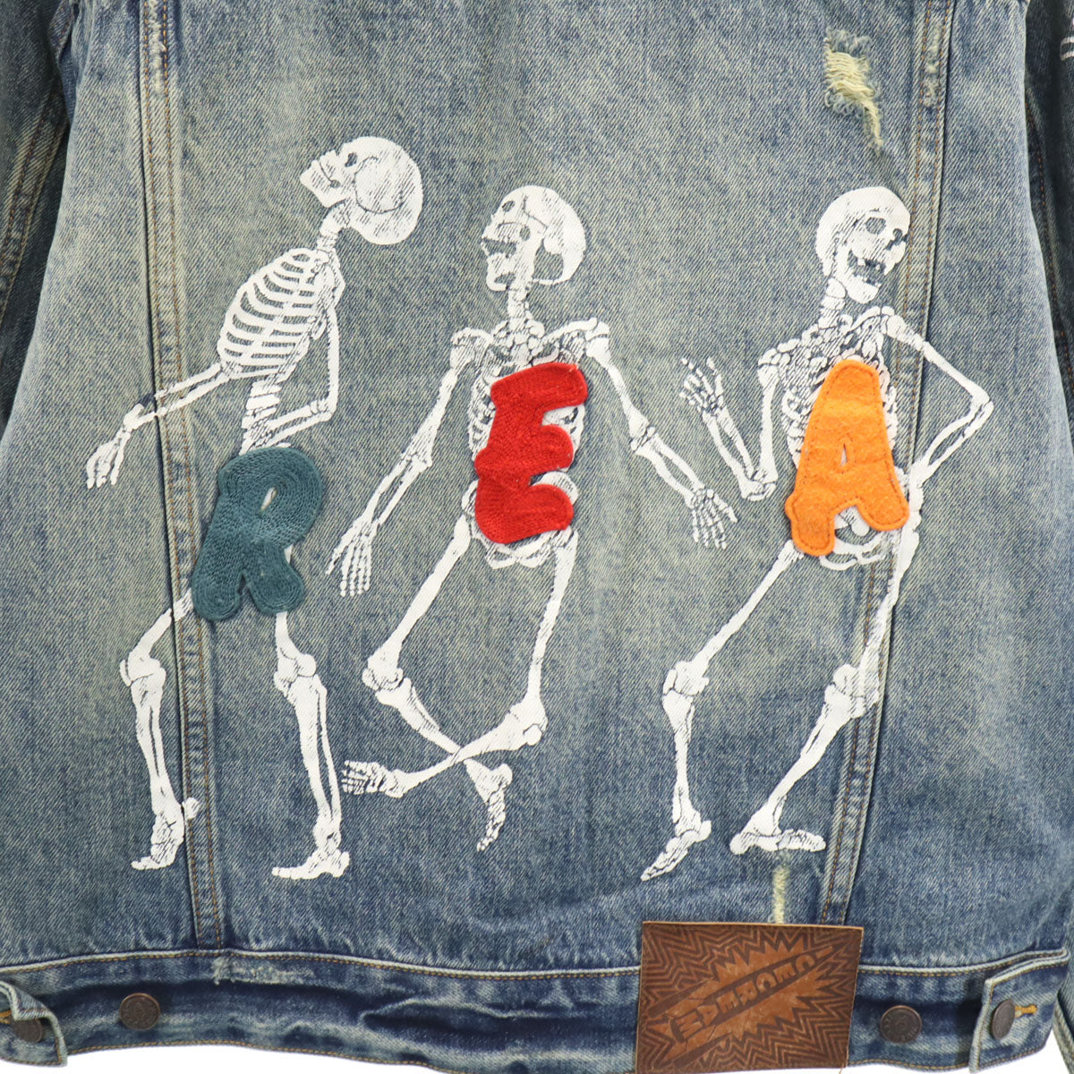 ICE CREAM Skull Distressed Denim Jacket Blue Size S