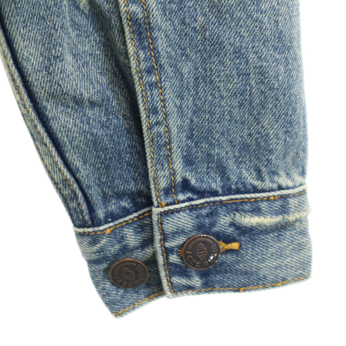 ICE CREAM Skull Distressed Denim Jacket Blue Size S