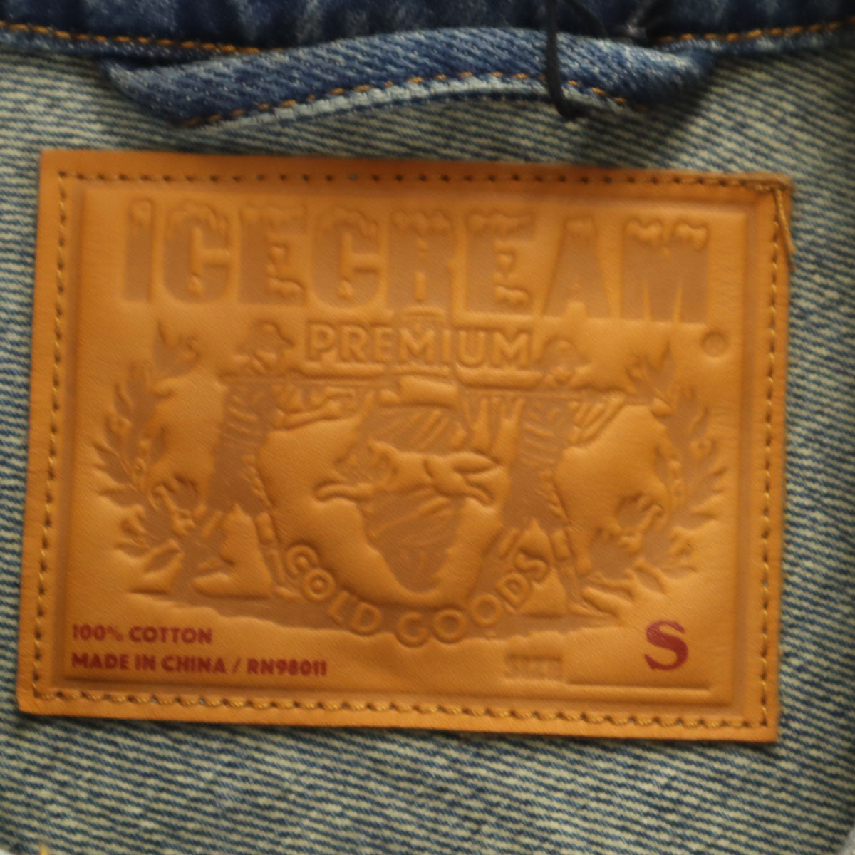 ICE CREAM Skull Distressed Denim Jacket Blue Size S
