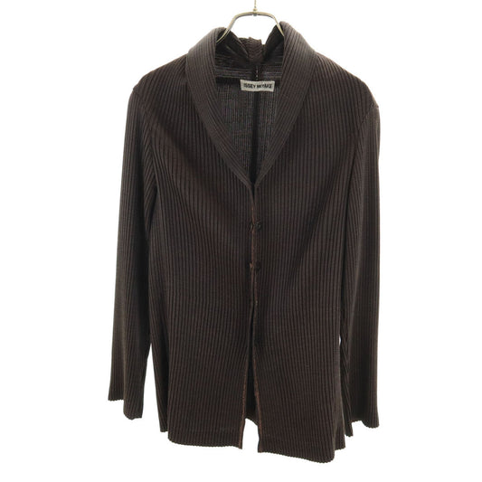 ISSEY MIYAKE 90s Pleated Striped Blazer Brown Size M