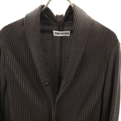 ISSEY MIYAKE 90s Pleated Striped Blazer Brown Size M