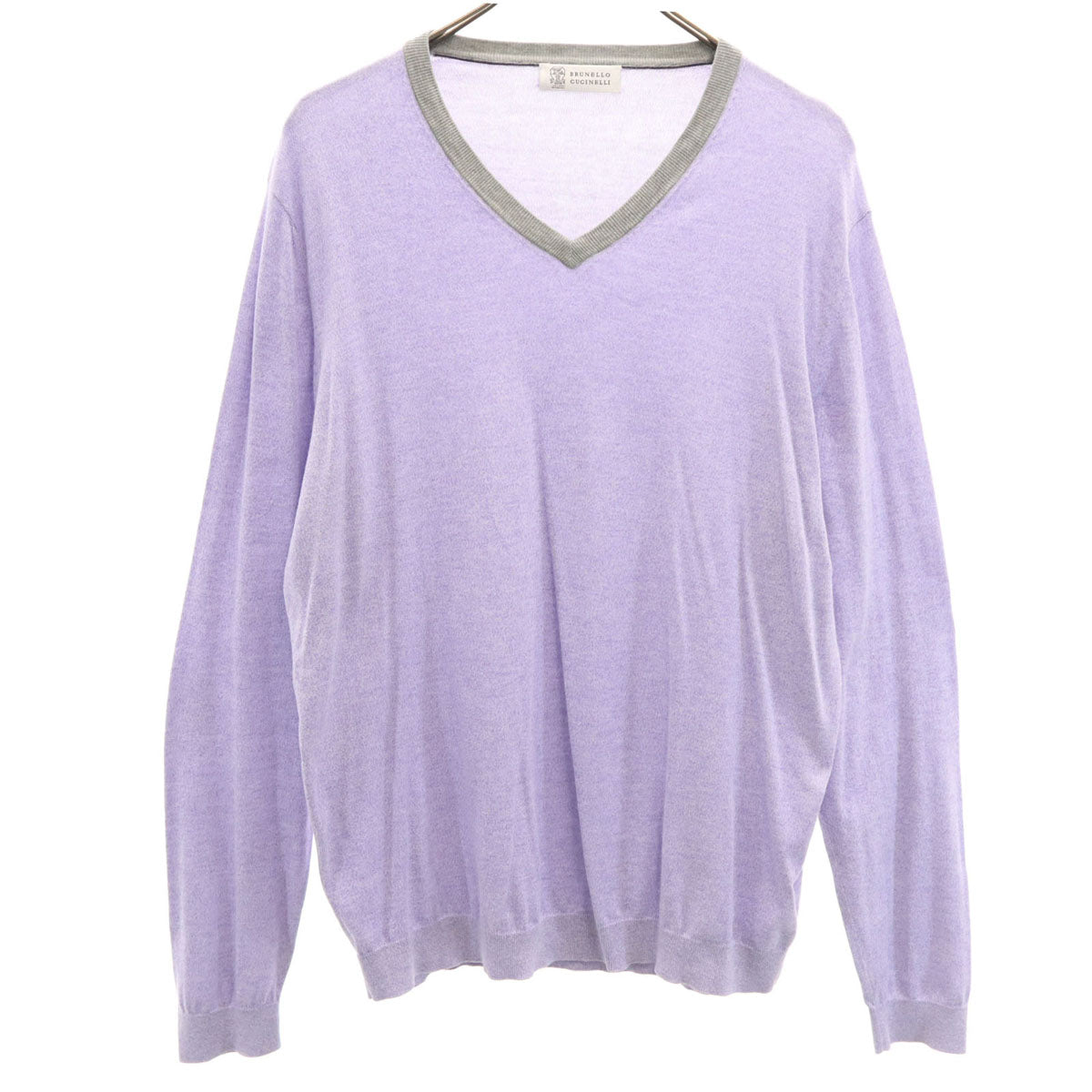 Brunello Cucinelli Italian V-Neck Knit Sweater Purple
