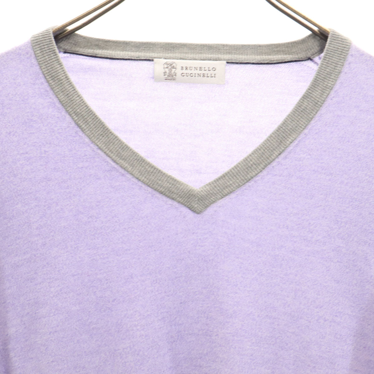 Brunello Cucinelli Italian V-Neck Knit Sweater Purple