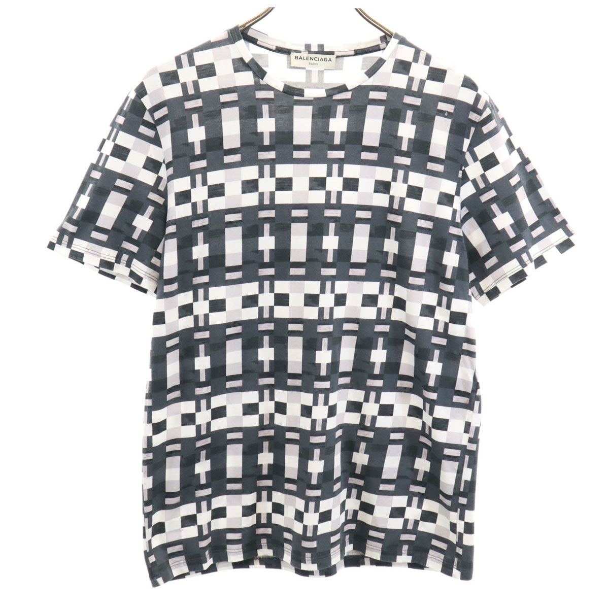 BALENCIAGA Portuguese Geometric Print T-Shirt White Size M