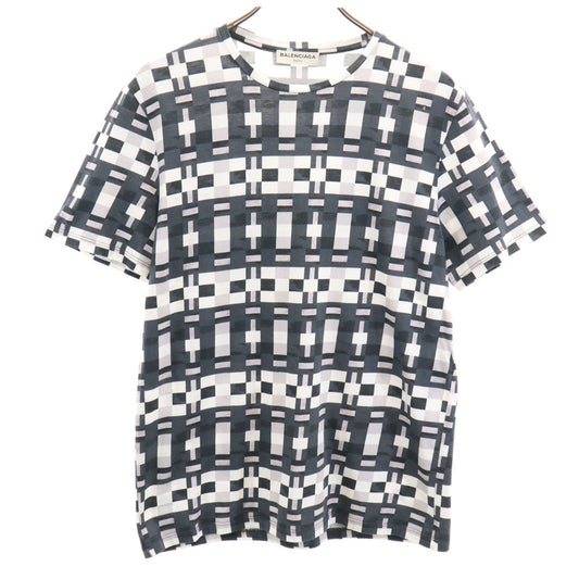 BALENCIAGA Portuguese Geometric Print T-Shirt White Size M