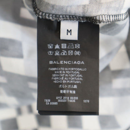 BALENCIAGA Portuguese Geometric Print T-Shirt White Size M